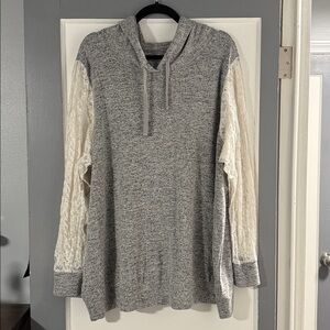Super Soft Torrid Plush Gray Hoodie with Lace Sleeves